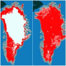  الأقمار الصناعية تكشف عن ذوبان مفاجئ للجليد بجزيرة غرينلاند